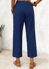 Dark Blue Straight Leg Elastic Waist High Waisted Pants | thumb picture 