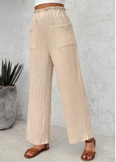 Light Camel Pocket Wide Leg Elastic Waist Pants | thumb picture 