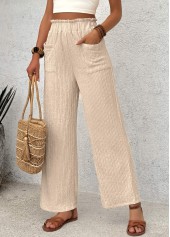 Light Camel Pocket Wide Leg Elastic Waist Pants