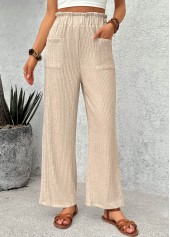 Light Camel Pocket Wide Leg Elastic Waist Pants | thumb picture 
