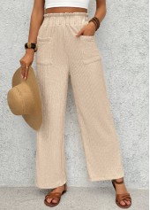 Light Camel Pocket Wide Leg Elastic Waist Pants | thumb picture 