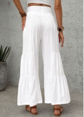 White Wide Leg Elastic Waist High Waisted Pants | thumb picture 
