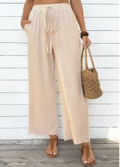 Dark Camel Pocket Wide Leg Elastic Waist Pants | thumb picture 