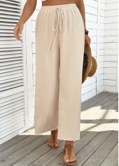 Dark Camel Pocket Wide Leg Elastic Waist Pants | thumb picture 
