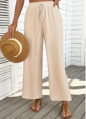 Dark Camel Pocket Wide Leg Elastic Waist Pants | thumb picture 