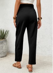 Black Soft Straight Leg Elastic Waist High Waisted Pants | thumb picture 