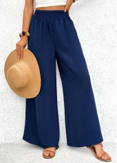 Navy Pocket Wide Leg Elastic Waist High Waisted Pants | thumb picture 