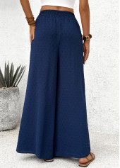 Navy Pocket Wide Leg Elastic Waist High Waisted Pants | thumb picture 