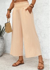 Light Coffee Flowy Wide Leg Elastic Waist Pants | thumb picture 