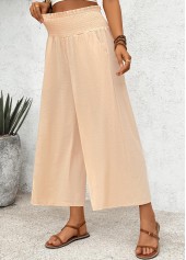 Light Coffee Flowy Wide Leg Elastic Waist Pants | thumb picture 