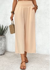Light Coffee Flowy Wide Leg Elastic Waist Pants | thumb picture 
