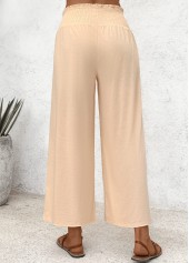 Light Coffee Flowy Wide Leg Elastic Waist Pants | thumb picture 