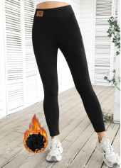 Black High Waisted Ankle Length Elastic Waist Leggings