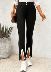 Black Elastic Waist High Waisted Pants | thumb picture 