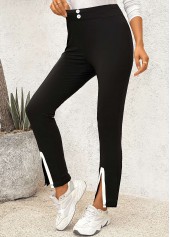 Black Elastic Waist High Waisted Pants | thumb picture 