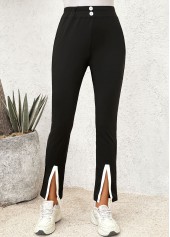 Black Elastic Waist High Waisted Pants | thumb picture 
