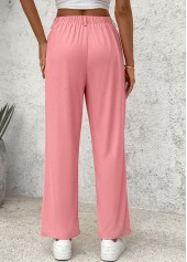 Pink Wide Leg Elastic Waist High Waisted Pants | thumb picture 