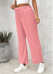 Pink Wide Leg Elastic Waist High Waisted Pants | thumb picture 