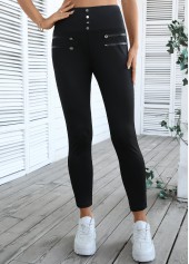 Black Skinny Elastic Waist High Waisted Pants | thumb picture 