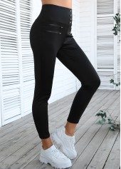 Black Skinny Elastic Waist High Waisted Pants | thumb picture 