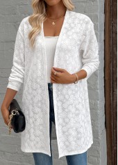 White Texture Long Sleeve Light Cardigan | thumb picture 