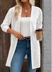 White Texture Long Sleeve Light Cardigan | thumb picture 