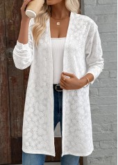White Texture Long Sleeve Light Cardigan | thumb picture 