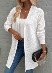 White Texture Long Sleeve Light Cardigan | thumb picture 