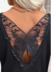 Black Patchwork Long Sleeve Round Neck T Shirt | thumb picture 