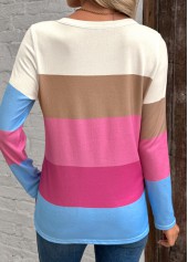 Multi Color Button Long Sleeve Round Neck T Shirt | thumb picture 