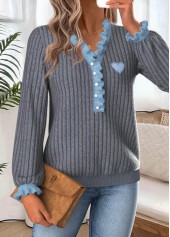 Dark Grey Marl Frill Long Sleeve T Shirt | thumb picture 