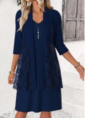 Navy Tummy Coverage Long Sleeve Dress and Cardigan | thumb picture 
