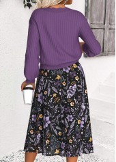 Dusty Purple Tummy Coverage Floral Print Top and Skirt | thumb picture 