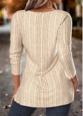 Beige Tummy Coverage Long Sleeve Square Neck T Shirt | thumb picture 