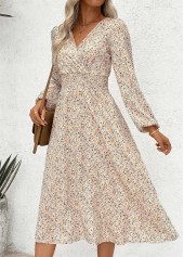 Multi Color Wrap Ditsy Floral Print Long Sleeve Dress | thumb picture 