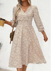 Multi Color Wrap Ditsy Floral Print Long Sleeve Dress | thumb picture 