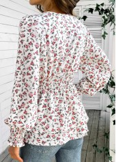White Layered Ditsy Floral Print Long Sleeve Blouse | thumb picture 