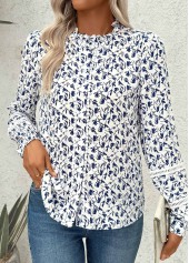 White Patchwork Ditsy Floral Print Long Sleeve Blouse | thumb picture 