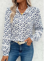 White Patchwork Ditsy Floral Print Long Sleeve Blouse | thumb picture 