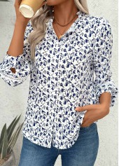 White Patchwork Ditsy Floral Print Long Sleeve Blouse | thumb picture 