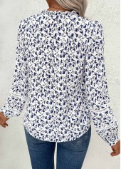 White Patchwork Ditsy Floral Print Long Sleeve Blouse | thumb picture 