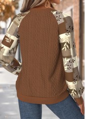 Dark Coffee Tummy Coverage Plaid Long Sleeve Sweatshirt | thumb picture 