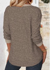 Gray Brown Tummy Coverage Long Sleeve Split Neck Sweatshirt | thumb picture 
