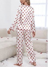 Red Heart Print Long Sleeve Lounge Top and Pants