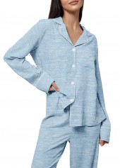 Light Blue Long Sleeve Lounge Top and Pants