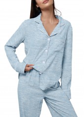 Light Blue Long Sleeve Lounge Top and Pants | thumb picture 