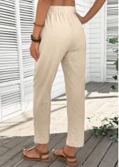 Light Camel Straight Leg Elastic Waist High Waisted Pants | thumb picture 