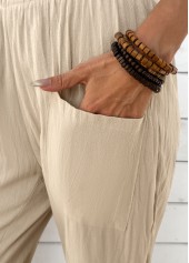 Light Camel Straight Leg Elastic Waist High Waisted Pants | thumb picture 