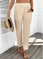 Light Camel Straight Leg Elastic Waist High Waisted Pants | thumb picture 