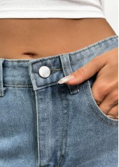 Denim Blue Pocket Straight Leg Button Fly Jeans | thumb picture 